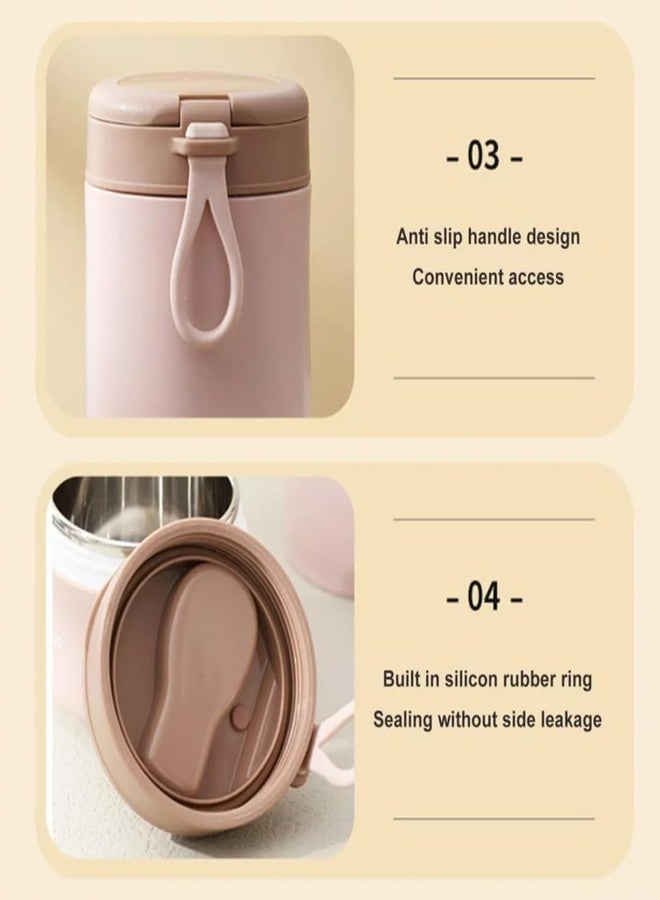 KitchEase 730ml Stainless Steel Lunch Pot - Leakproof Meal Jar with Foldable Spoon, Ideal Tiffin Box for Meals, Lunch, Office, School, College - Fern Green - Image 4